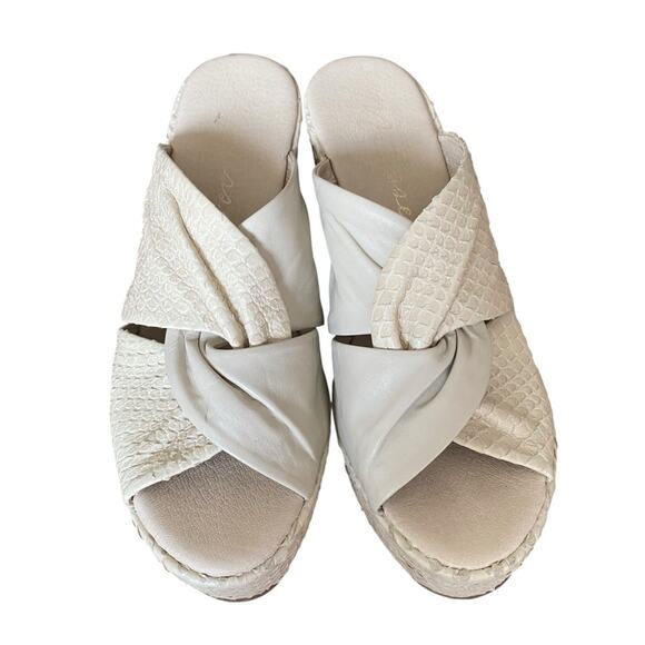 Matisse Cavalli Tan Leather Wedge Platform Slide Heel size 9 - Picture 3 of 11